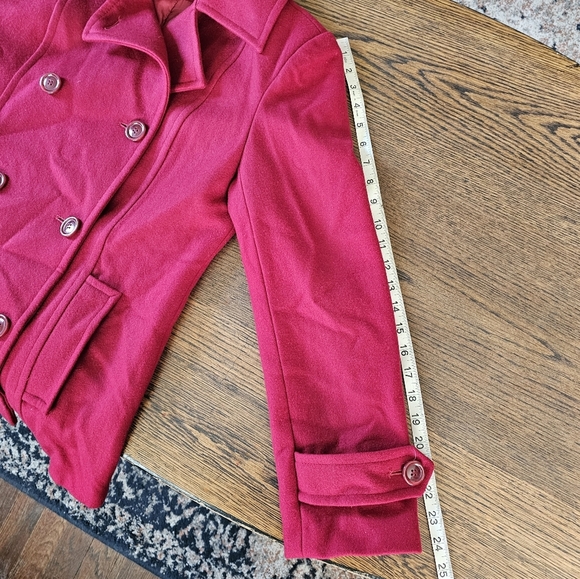Collection by Gallery Red Wine Wool Double Breasted Pea Coat Size Women Medium - Picture 8 of 13